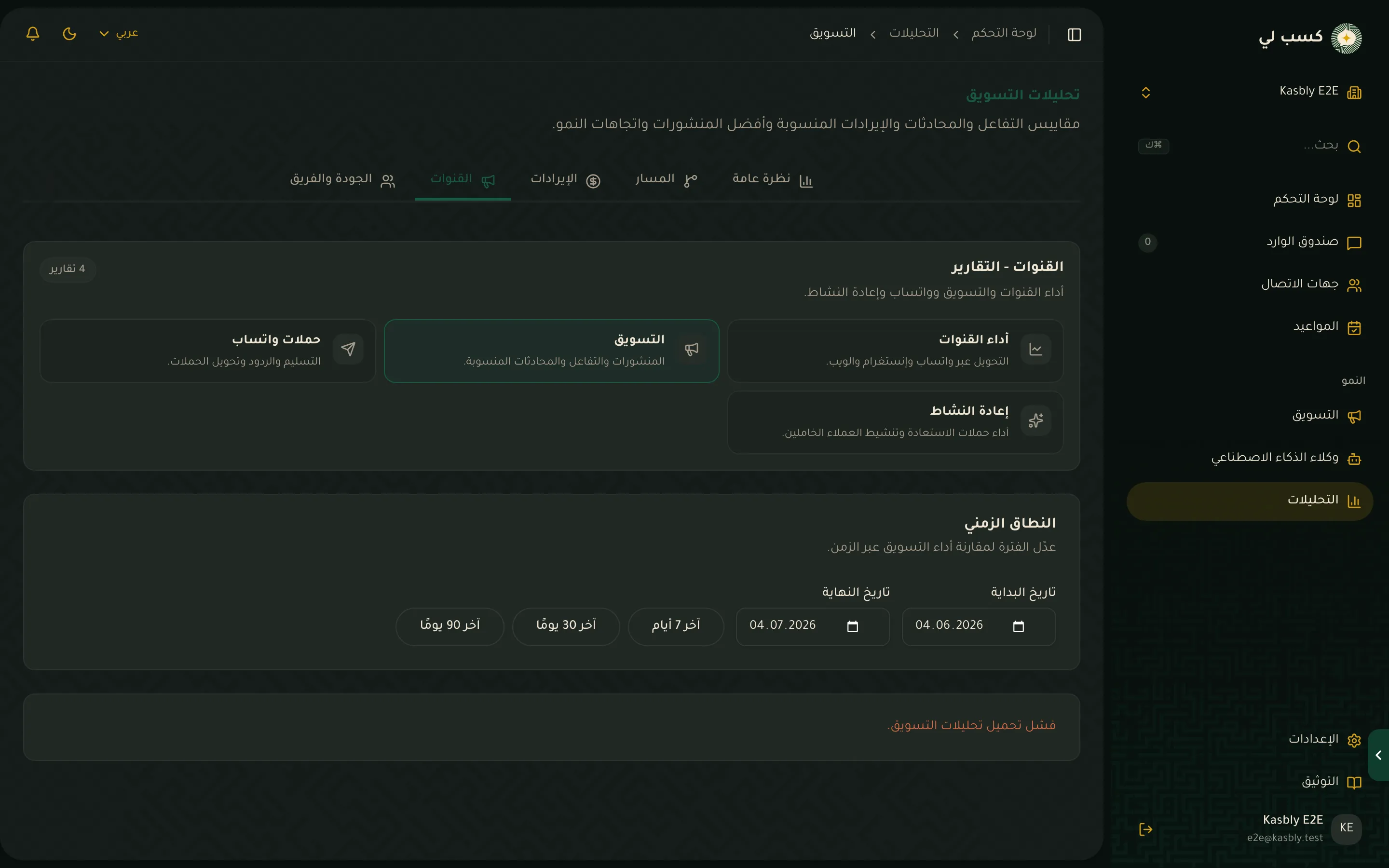تقرير التسويق في التحليلات